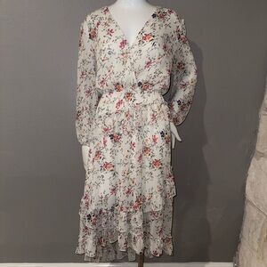 Eva Mendes for New York & Company Floral Print Long Sleeve Dress